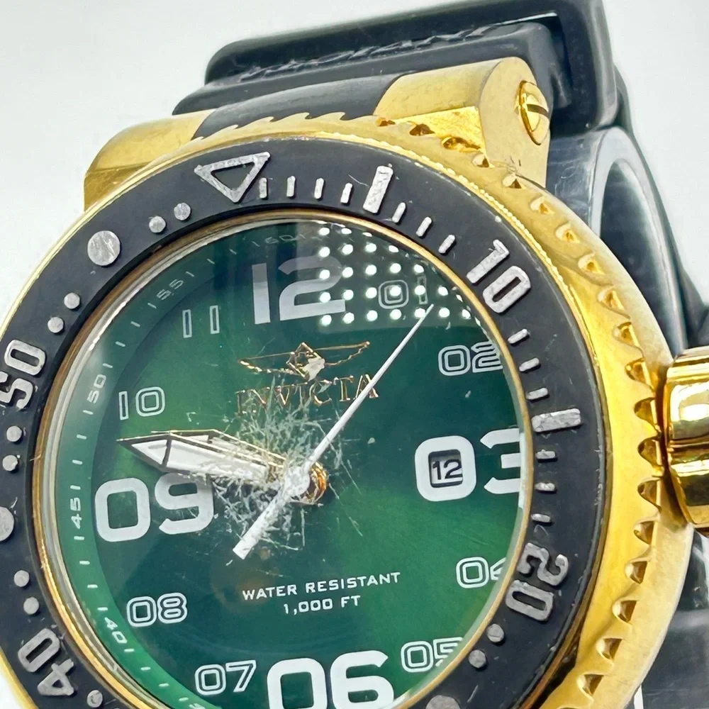 Invicta pro driver 21521 Gold and Black Watch with Green Dial #591